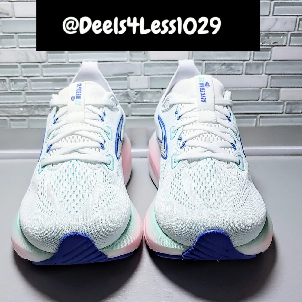 Brooks Glycerin 22 Running Womens White Amparo Blue Pink - Picture 2 of 6